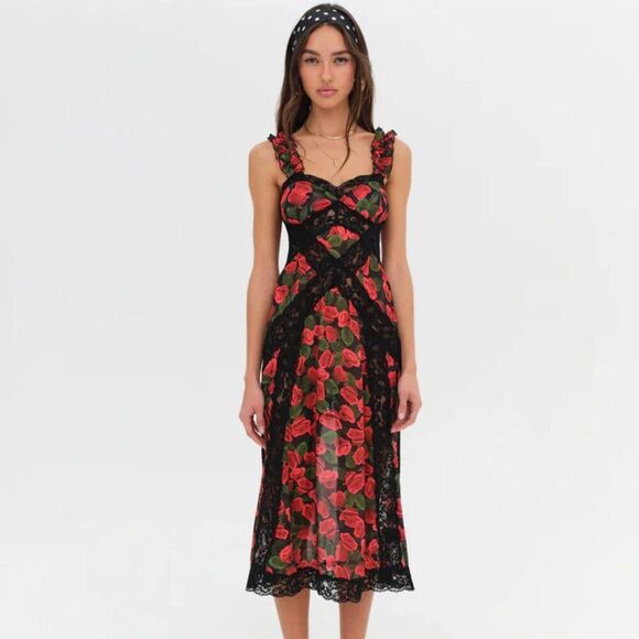 FOR LOVE & LEMONS Varvera Sheer Midi Dress NWT - Picture 1 of 13